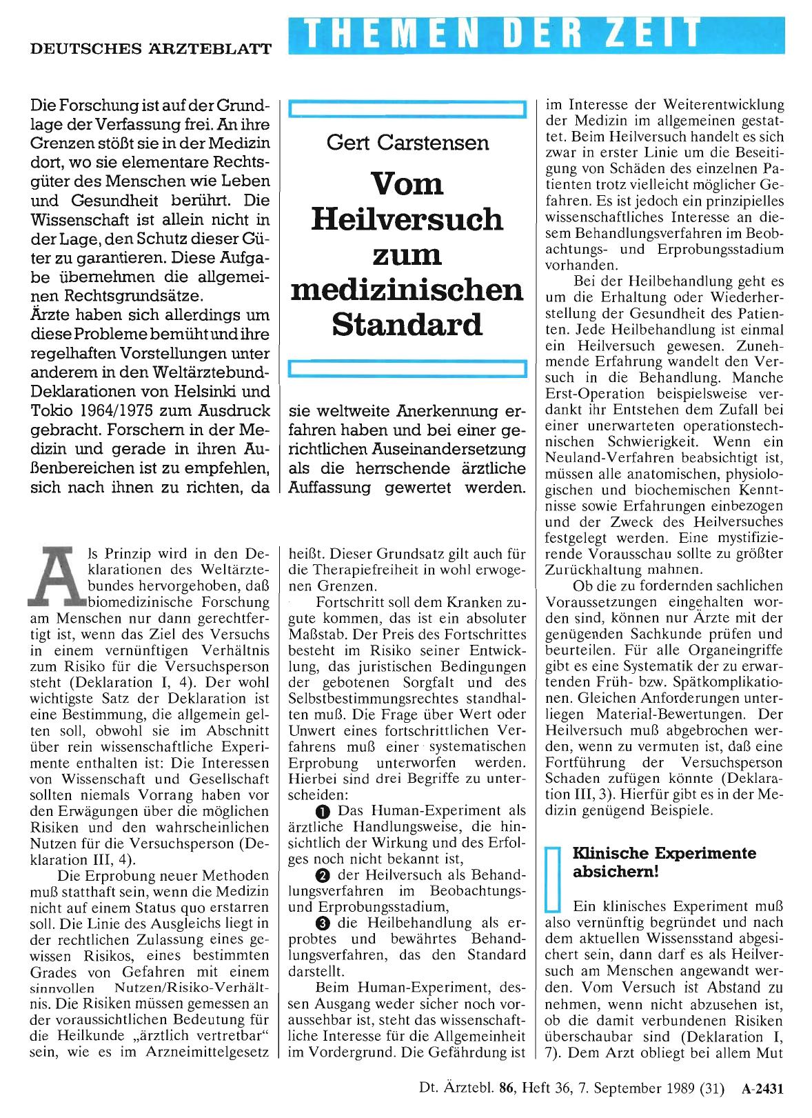 Vorschauseite 1: Vom Heilversuch zum medizinischen Standard