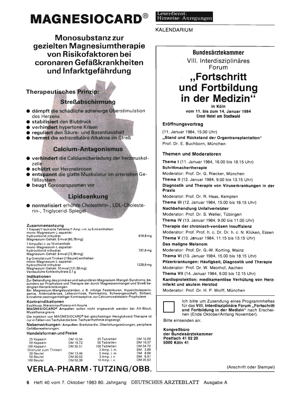 Vorschauseite 1: Bundesärztekammer: VIII. Interdisziplinäres Forum „Fortschritt und Fortbildung in der Medizin“