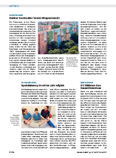 Vorschauseite 1: Pflegeausbildung: Spezialisierung im dritten Jahr möglich