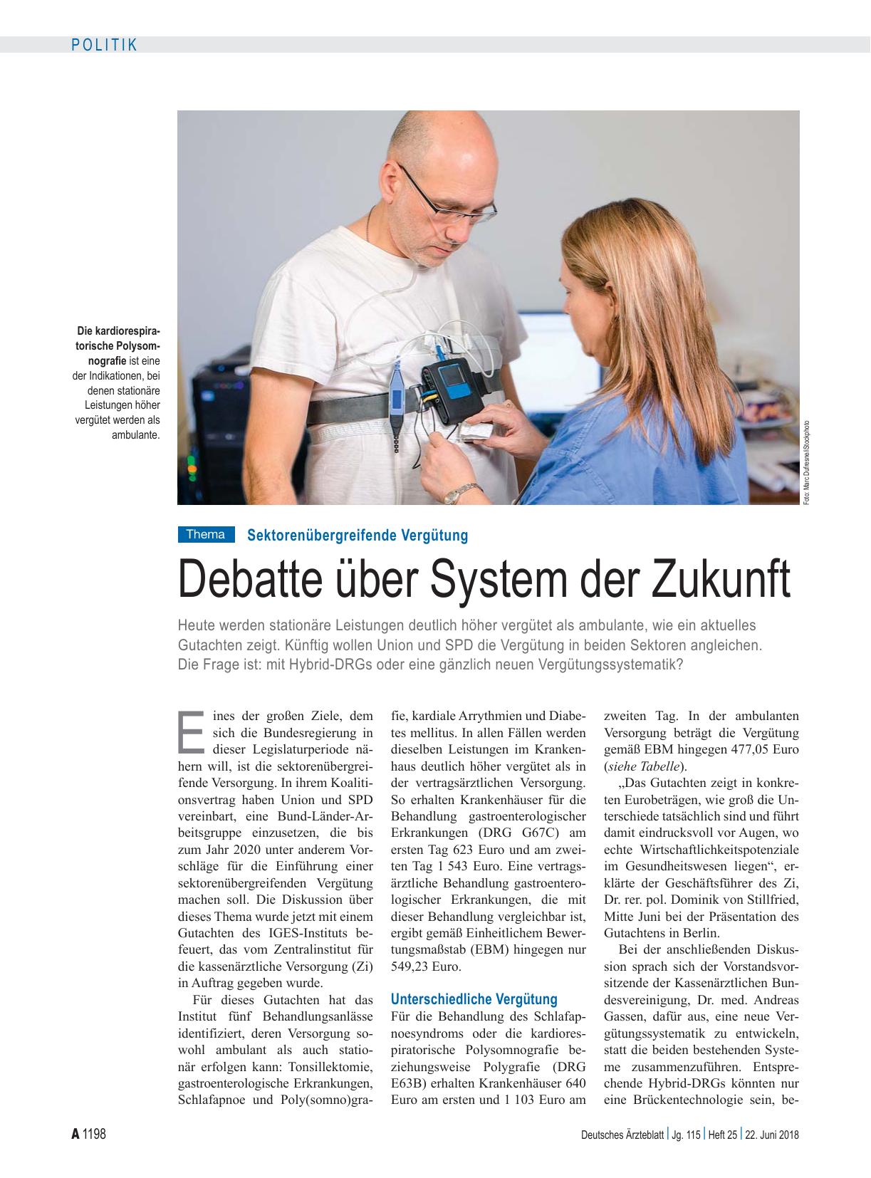 Vorschauseite 1: Sektorenübergreifende Vergütung: Debatte über System der Zukunft