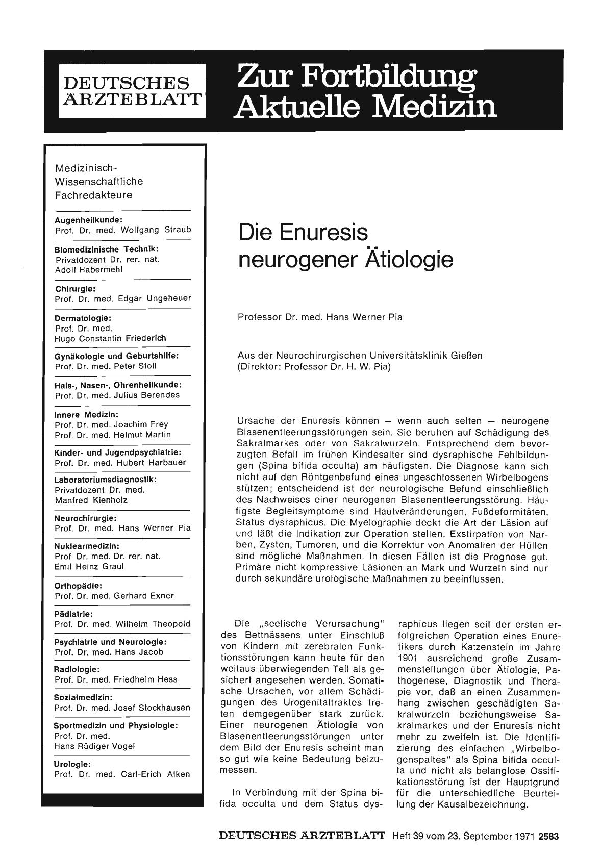 Vorschauseite 1: Die Enuresis neurogener Ätiologie