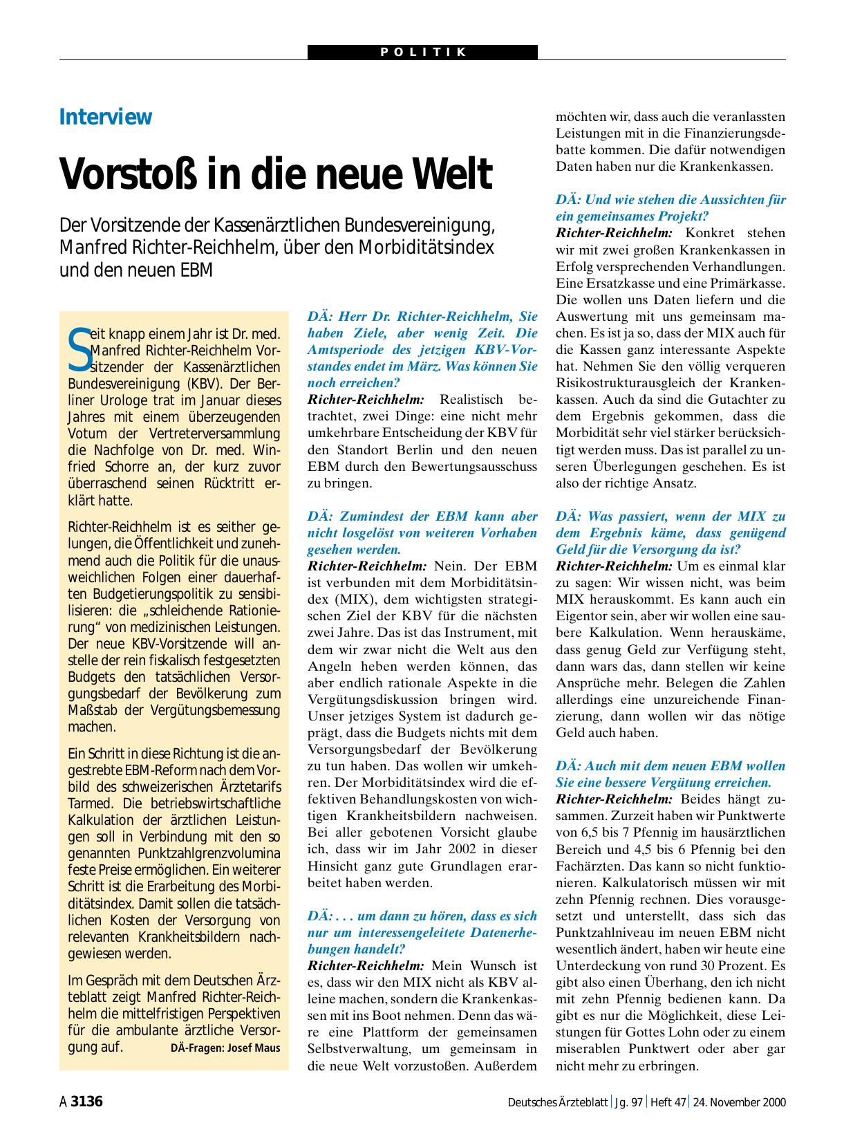 Vorschauseite 1: Interview: Vorstoß in die neue Welt