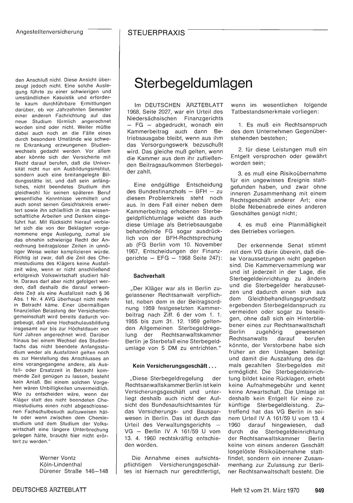 Vorschauseite 1: Sterbegeldumlagen