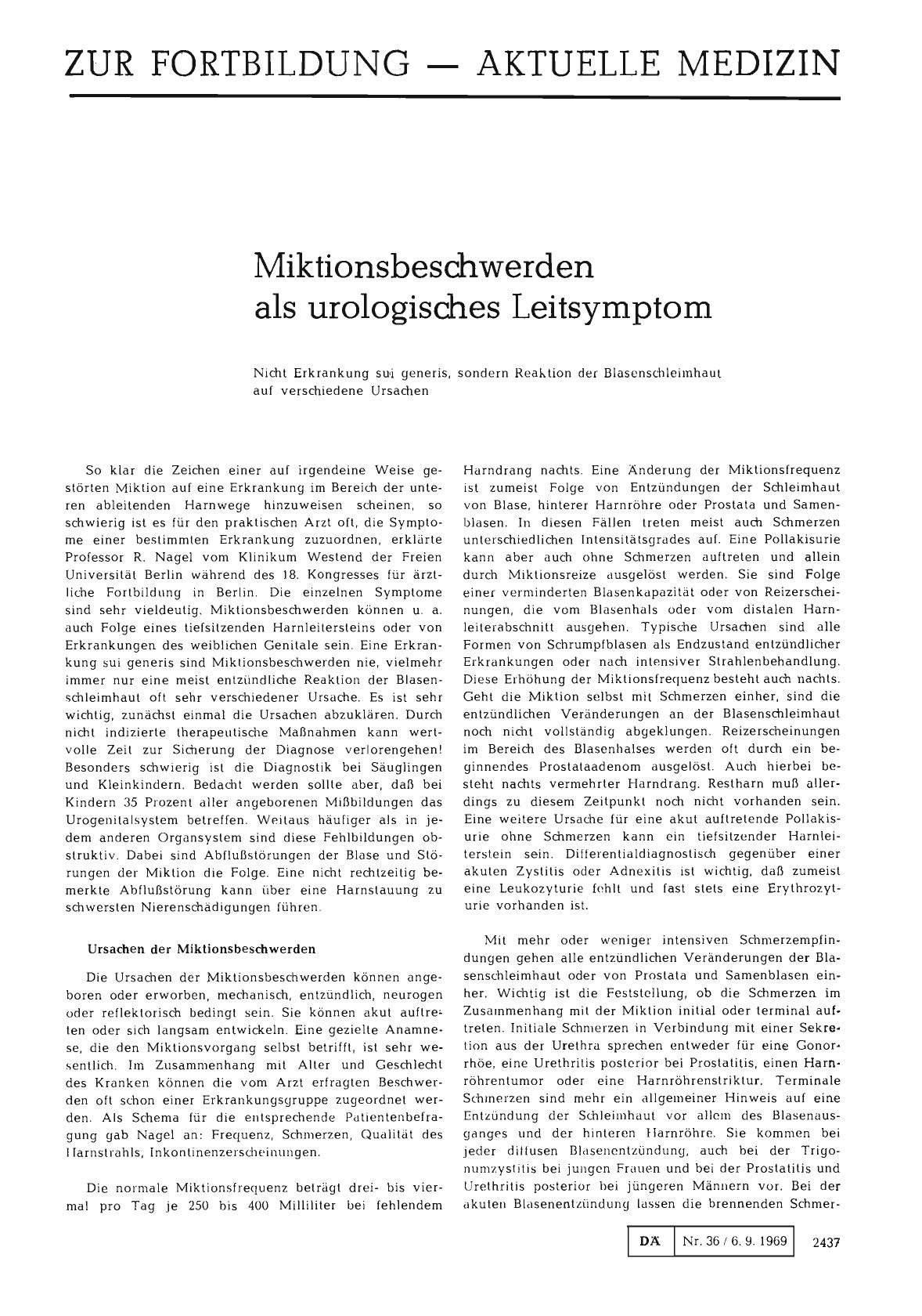 Vorschauseite 1: Miktionsbeschwerden als urologisches Leitsymptom