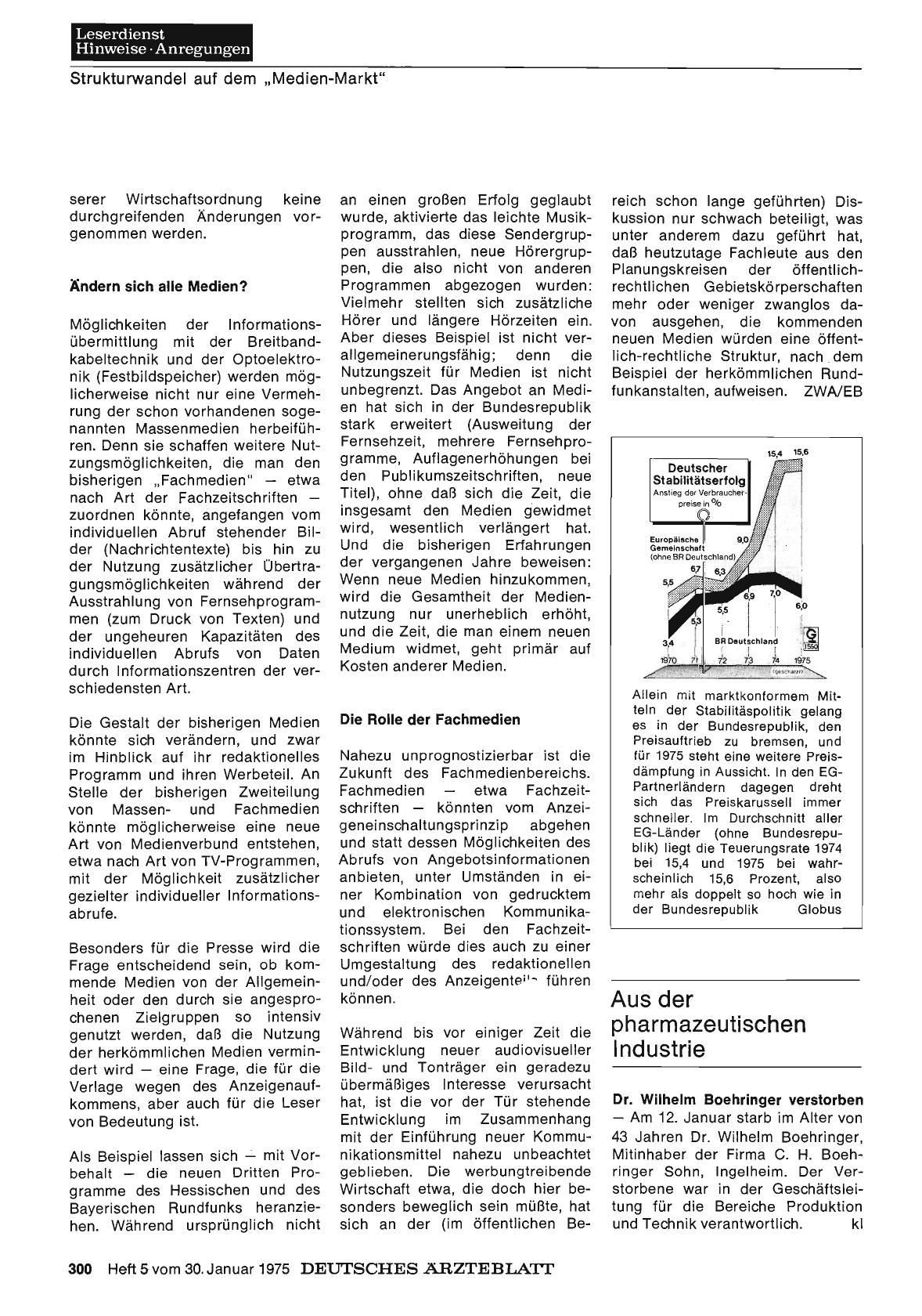 Vorschauseite 1: Dr. Wilhelm Boehringer verstorben