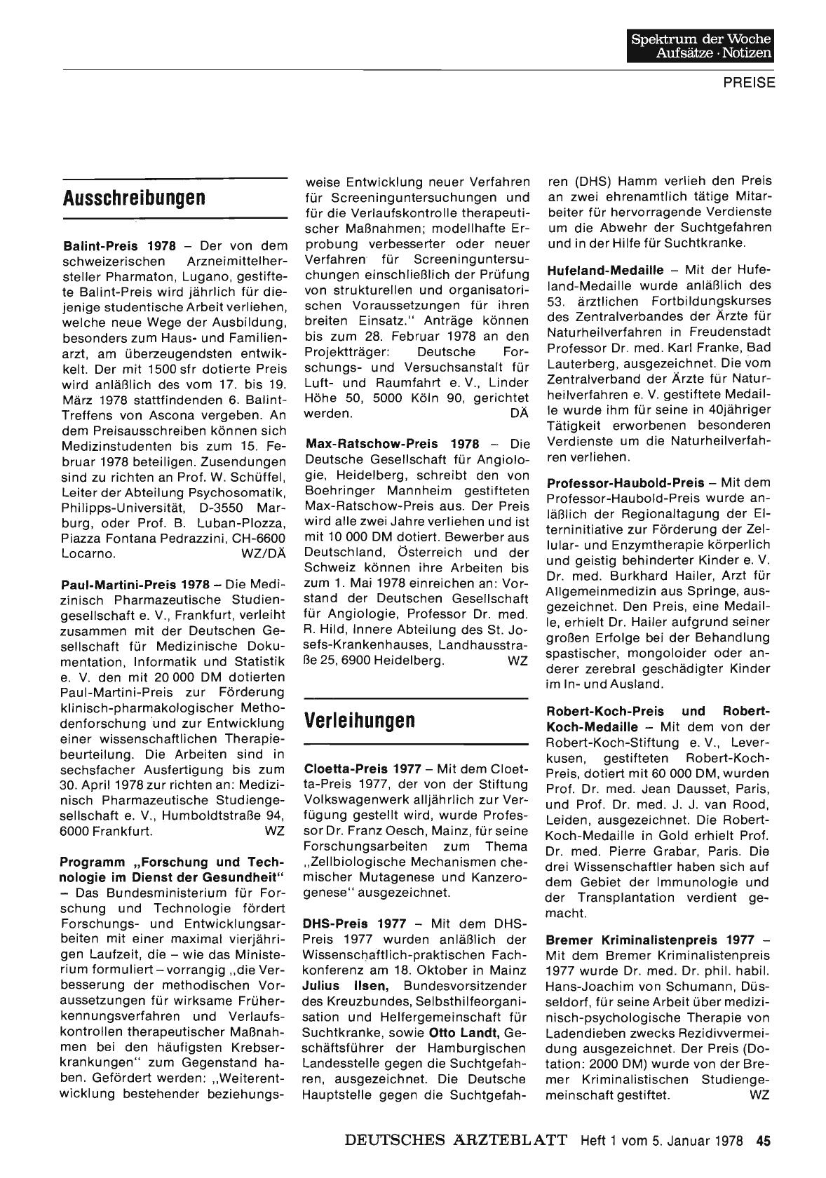 Vorschauseite 1: Ausschreibungen