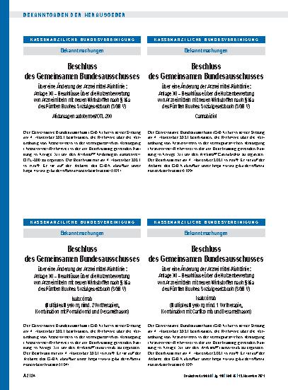 Vorschauseite 1: Beschlüsse über die Nutzenbewertung von Arzneimitteln mit neuen Wirkstoffen nach § 35a des Fünften Buches Sozialgesetzbuch: Isatuximab (Multiples Myelom, mind. 2 Vortherapien, Kom…
