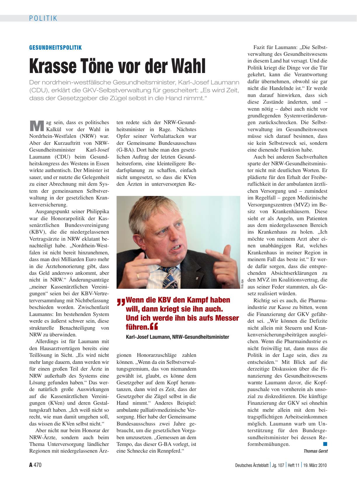 Vorschauseite 1: Gesundheitspolitik: Krasse Töne vor der Wahl