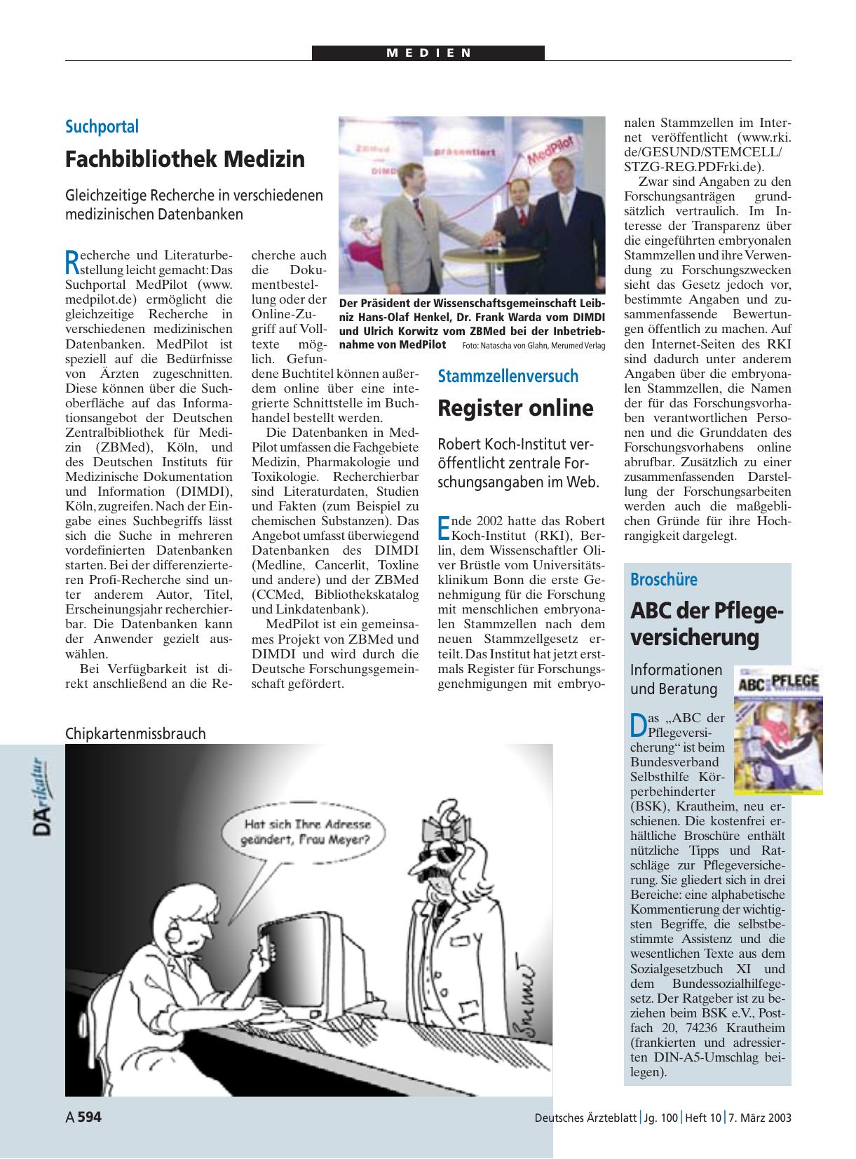 Vorschauseite 1: Stammzellenversuch: Register online