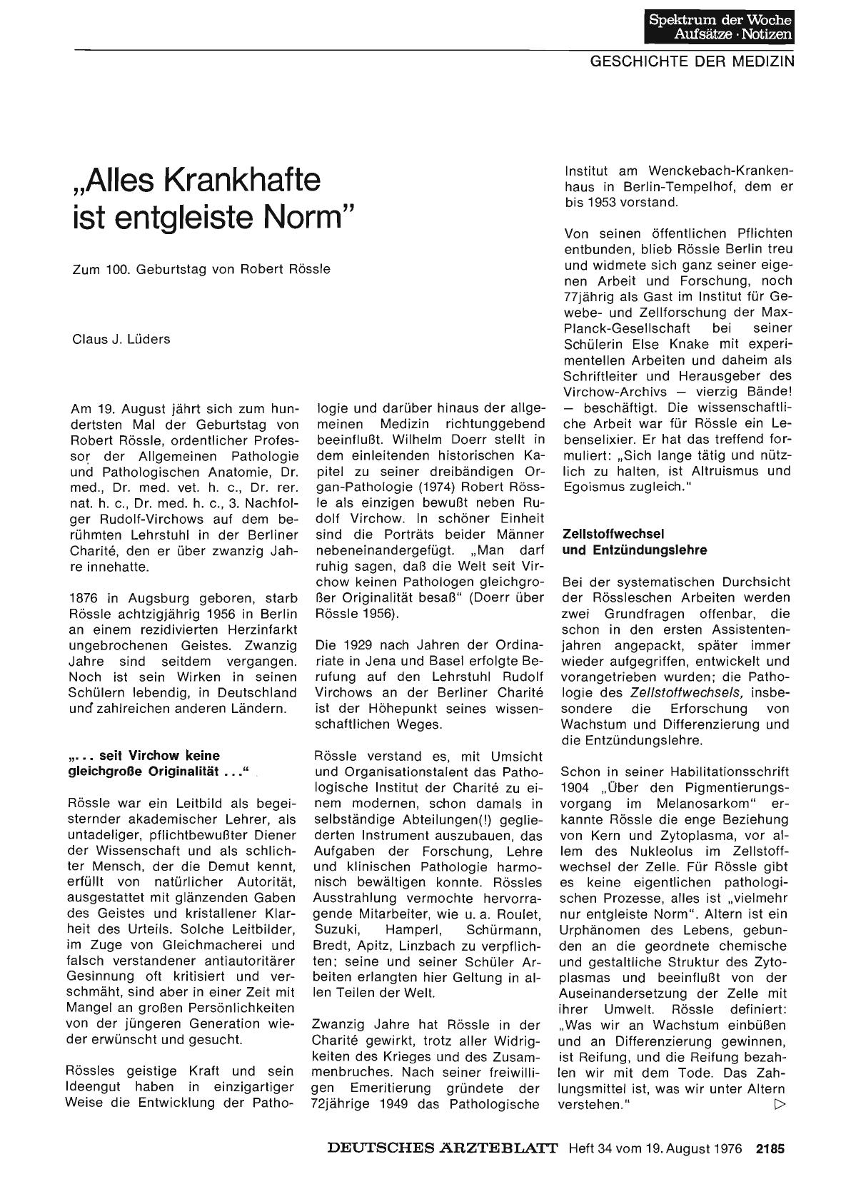 Vorschauseite 1: „Alles Krankhafte ist entgleiste Norm”