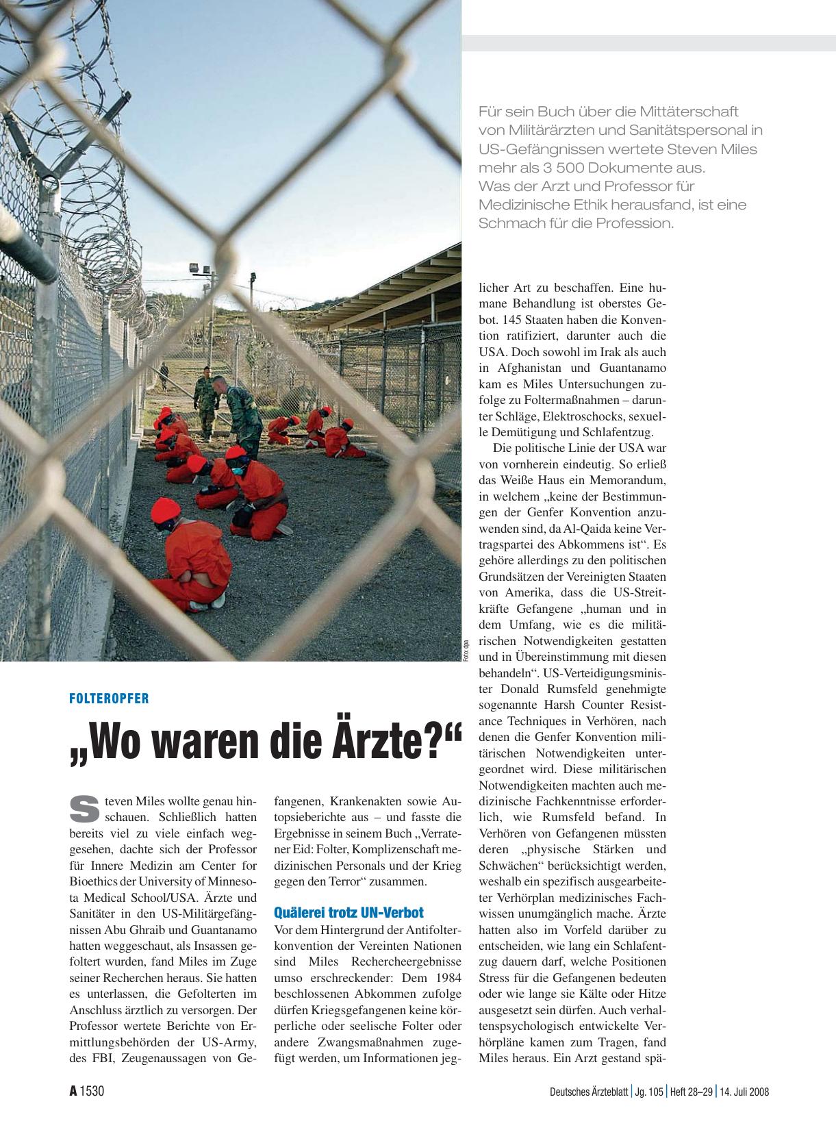 Vorschauseite 1: Folteropfer: „Wo waren die Ärzte? “