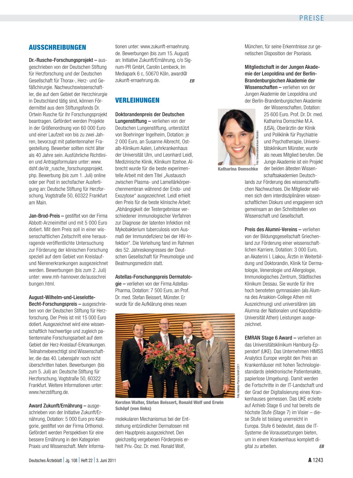 Vorschauseite 1: Verleihungen