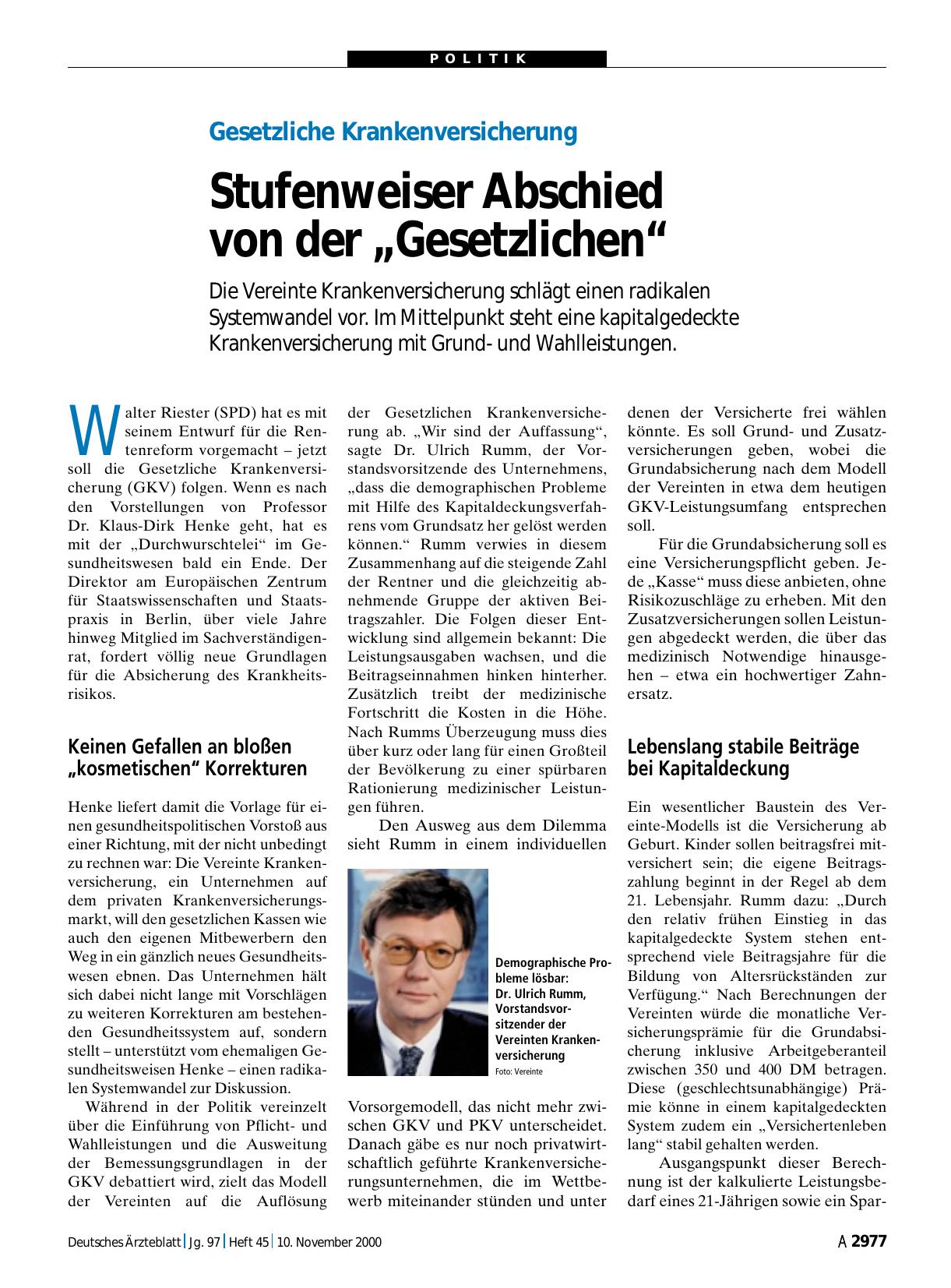 Vorschauseite 1: Gesetzliche Krankenversicherung: Stufenweiser Abschied von der „Gesetzlichen“