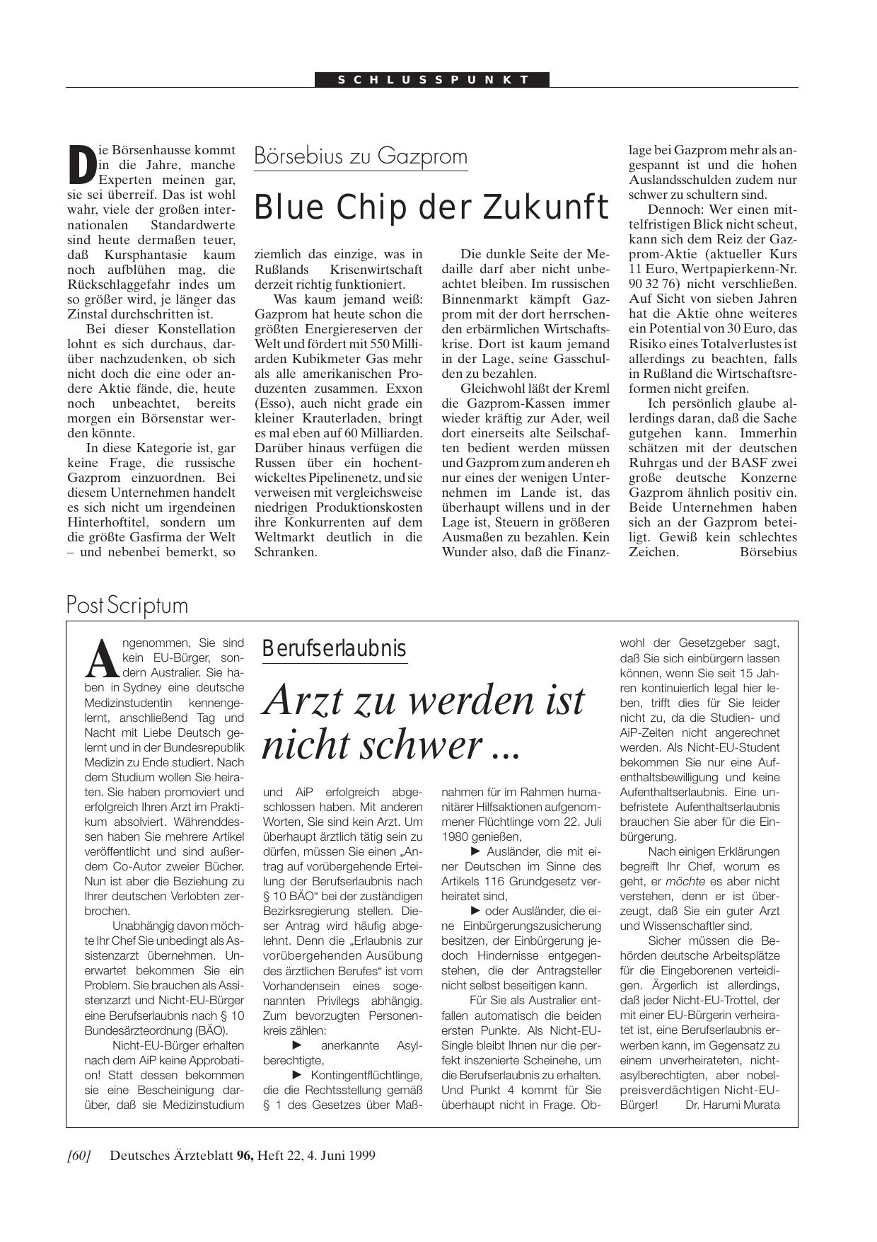 Vorschauseite 1: Berufserlaubnis: Arzt zu werden ist nicht schwer. ..