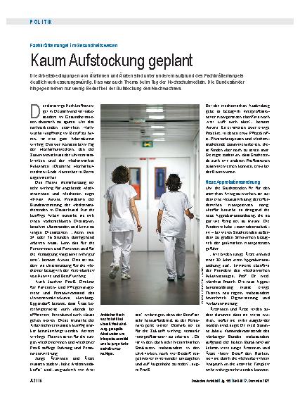Vorschauseite 1: Fachkräftemangel im Gesundheitswesen: Kaum Aufstockung geplant