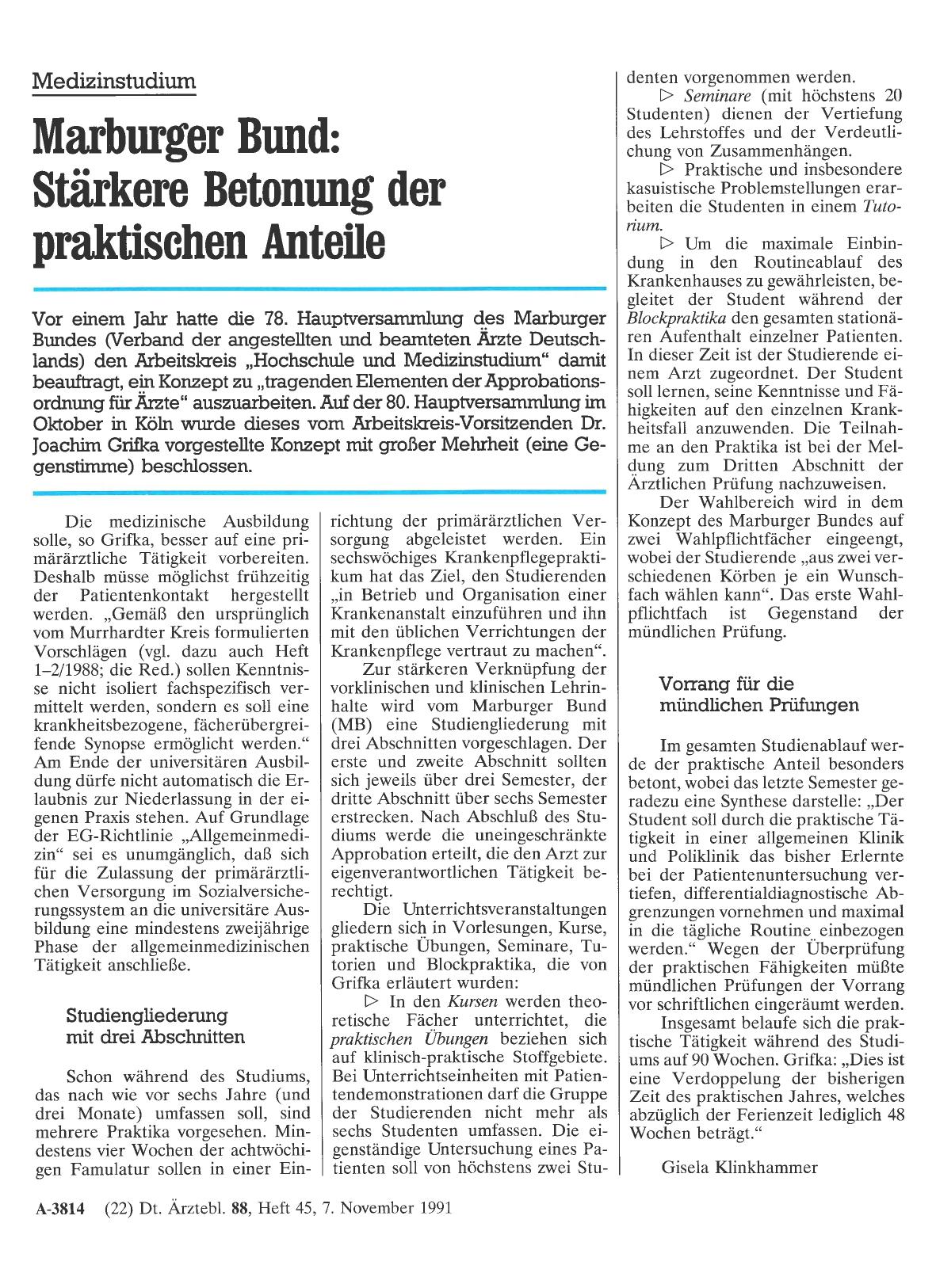 Vorschauseite 1: Medizinstudium: Marburger Bund: Stärkere Betonung der praktischen Anteile