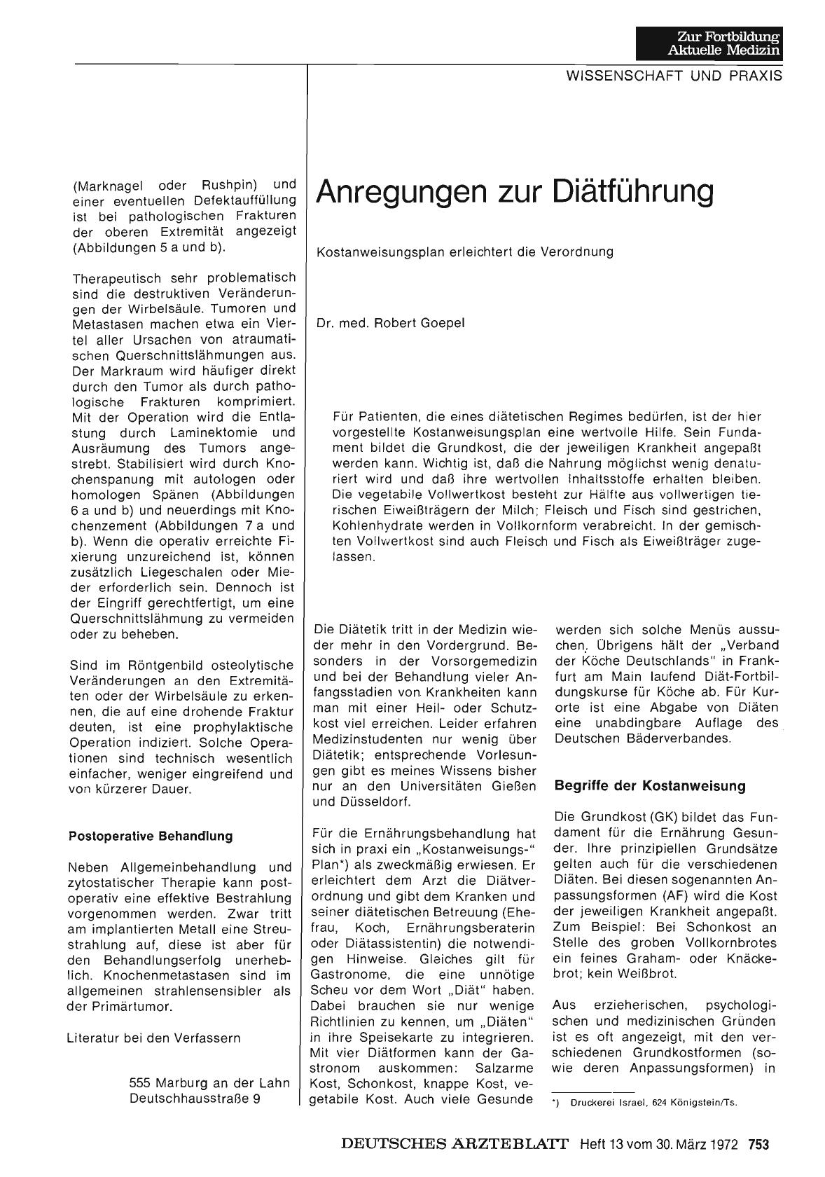 Vorschauseite 1: Anregungen zur Diätführung