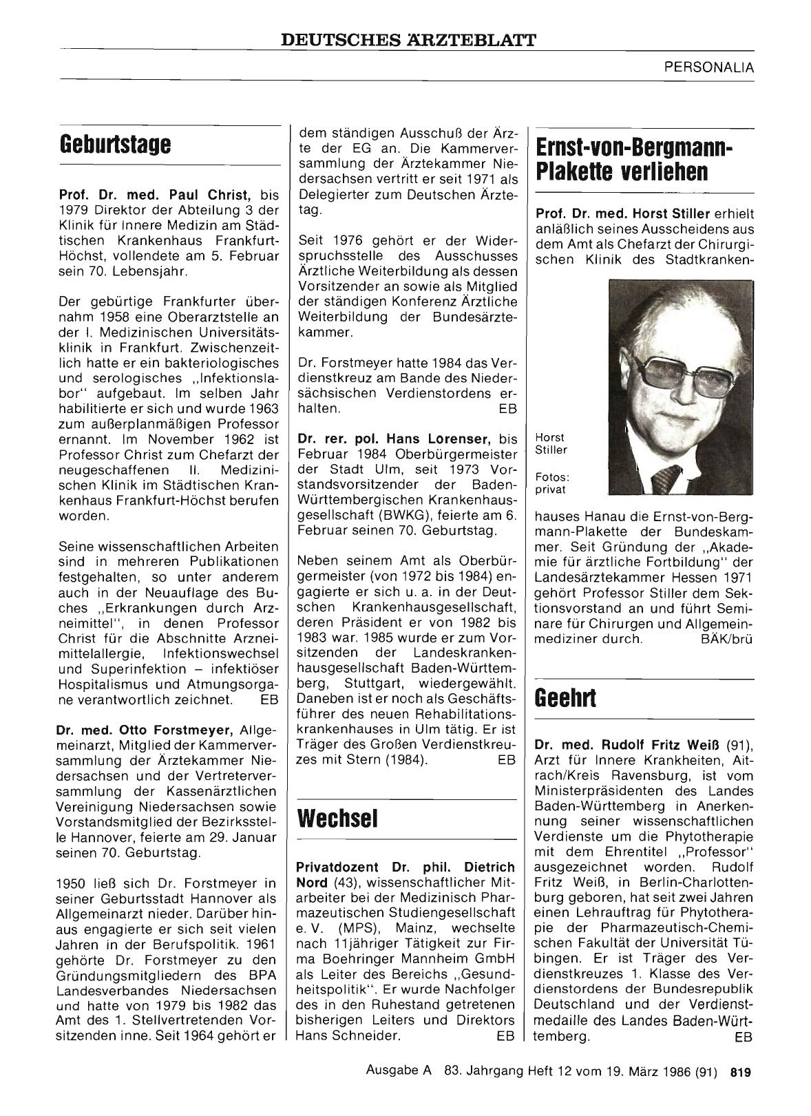 Vorschauseite 1: Ernst-von-Bergmann-Plakette verliehen