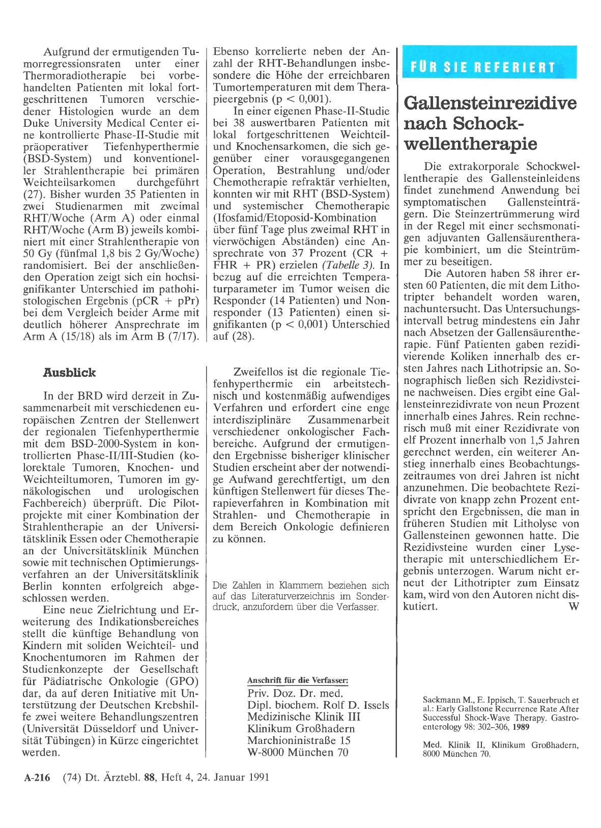 Vorschauseite 1: Gallensteinrezidive nach Schockwellentherapie