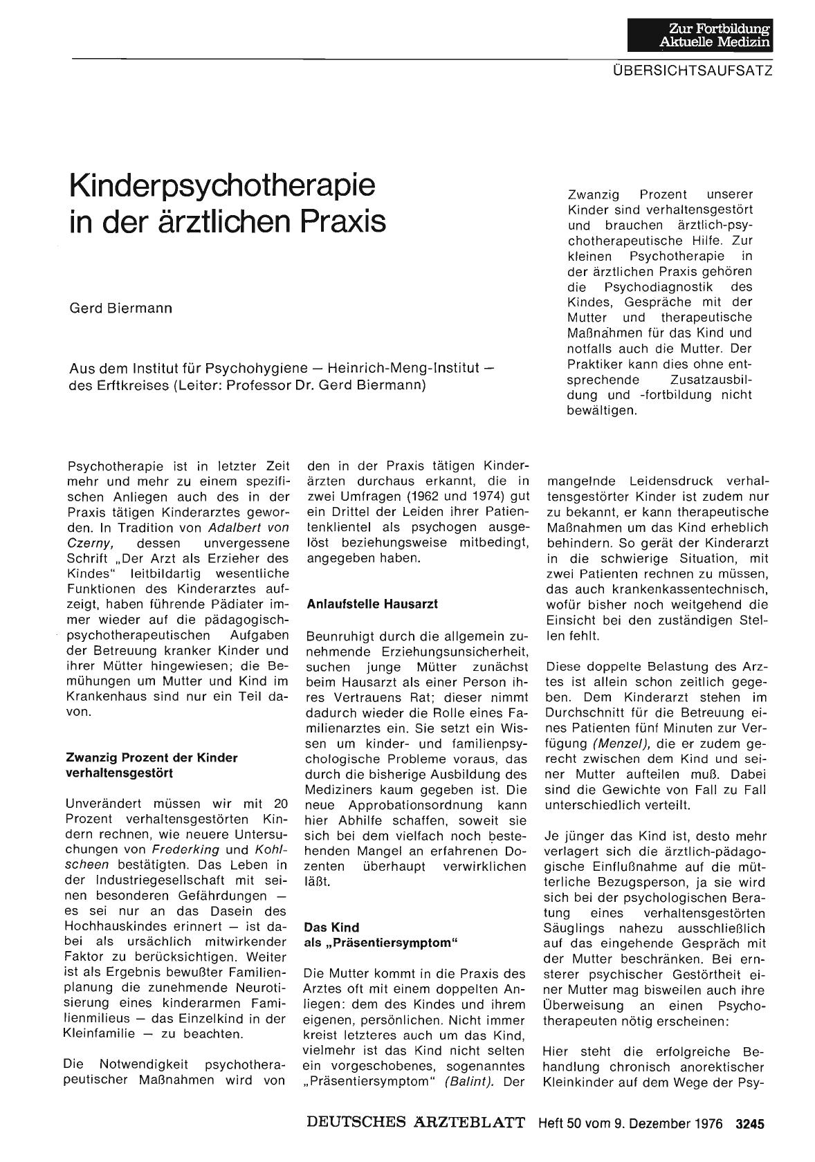 Vorschauseite 1: Kinderpsychotherapie in der ärztlichen Praxis