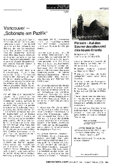 Vorschauseite 1: Vancouver“ Schönste am Pazifik“