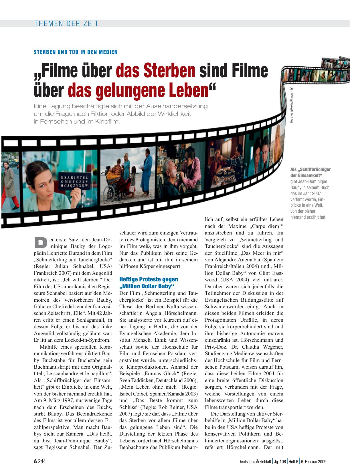 Vorschauseite 1: Sterben und Tod in den Medien: „Filme über das Sterben sind Filme über das gelungene Leben“