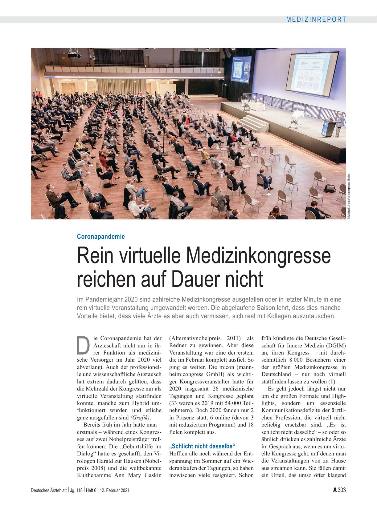 Vorschauseite 1: Coronapandemie: Rein virtuelle Medizinkongresse reichen auf Dauer nicht