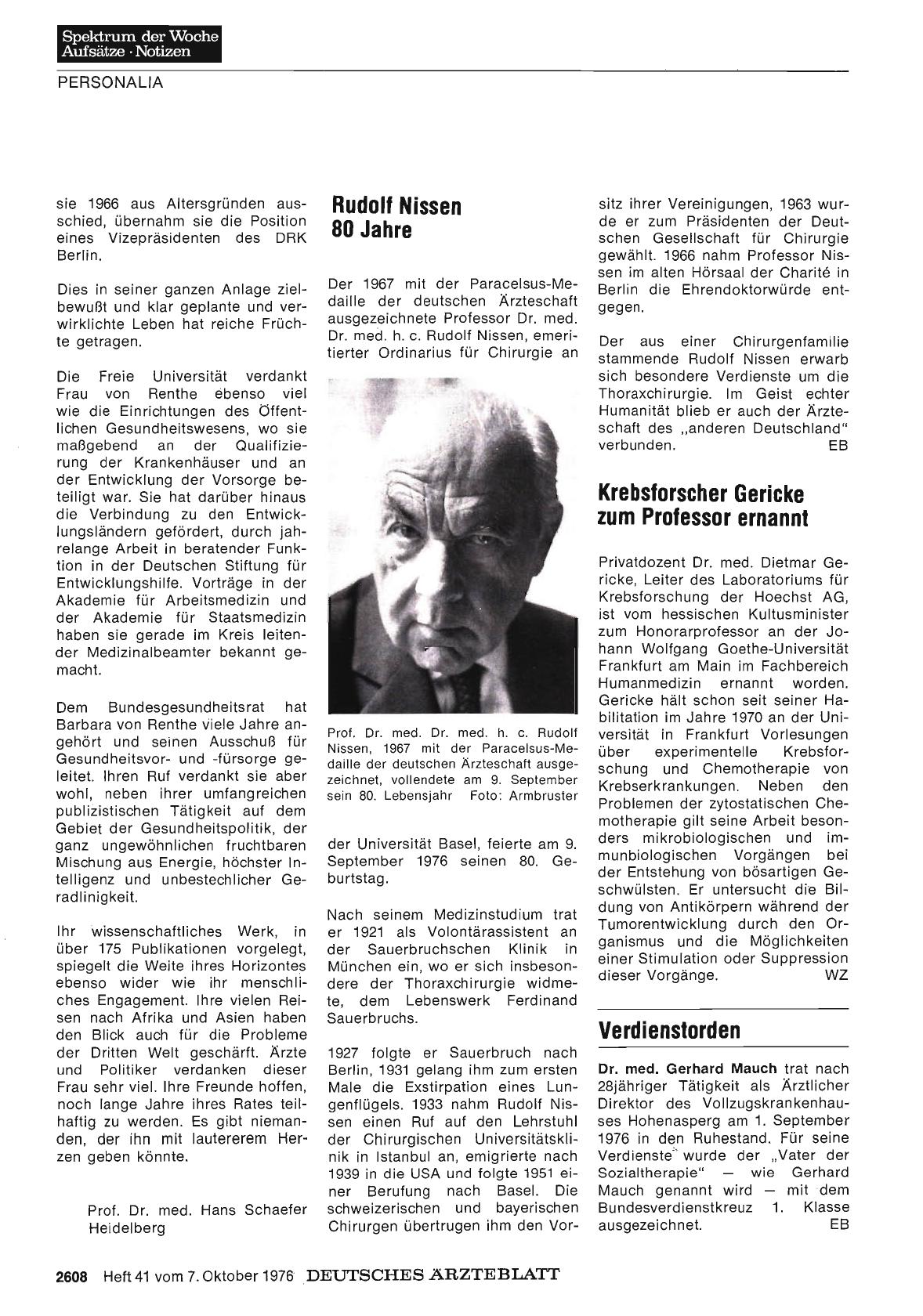 Vorschauseite 1: Rudolf Nissen 80 Jahre