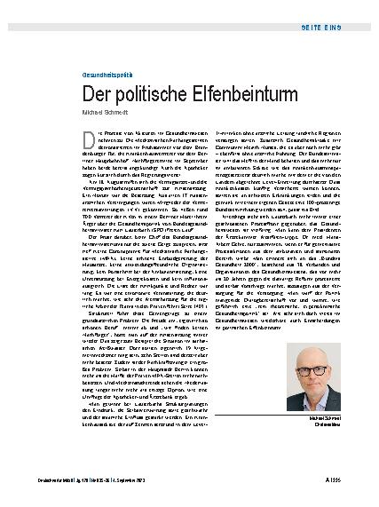 Vorschauseite 1: Gesundheitspolitik: Der politische Elfenbeinturm