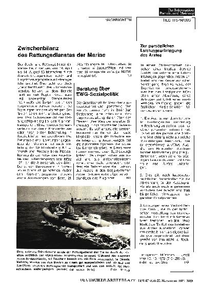 Vorschauseite 1: Zwischenbilanz des Rettungsdienstes der Marine
