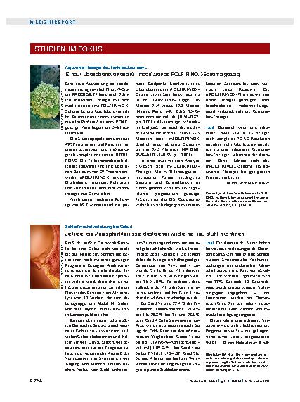 Vorschauseite 1: Adjuvante Therapie des Pankreaskarzinoms: Erneut Überlebensvorteile für modifiziertes FOLFIRINOX-Schema gezeigt
