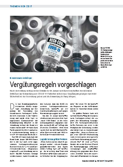 Vorschauseite 1: Monoklonale Antikörper: Vergütungsregeln vorgeschlagen