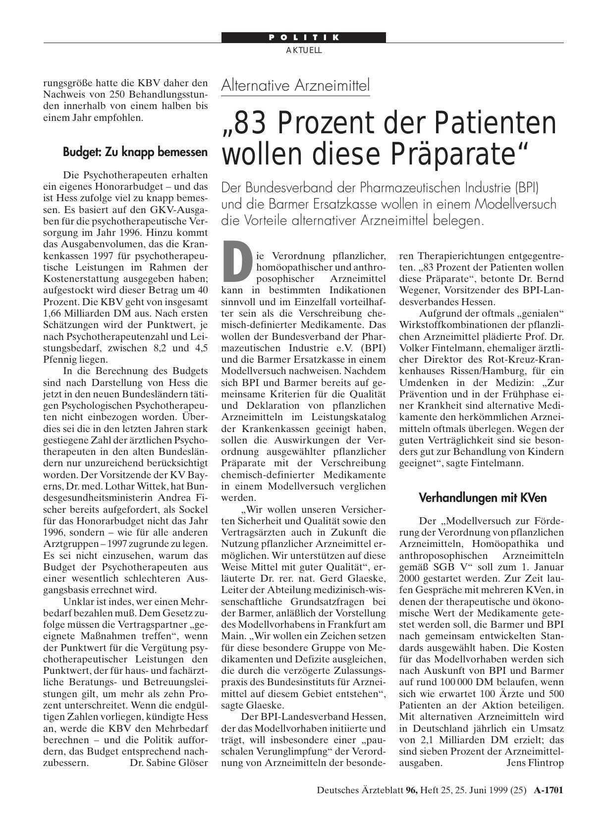 Vorschauseite 1: Alternative Arzneimittel: „83 Prozent der Patienten wollen diese Präparate“
