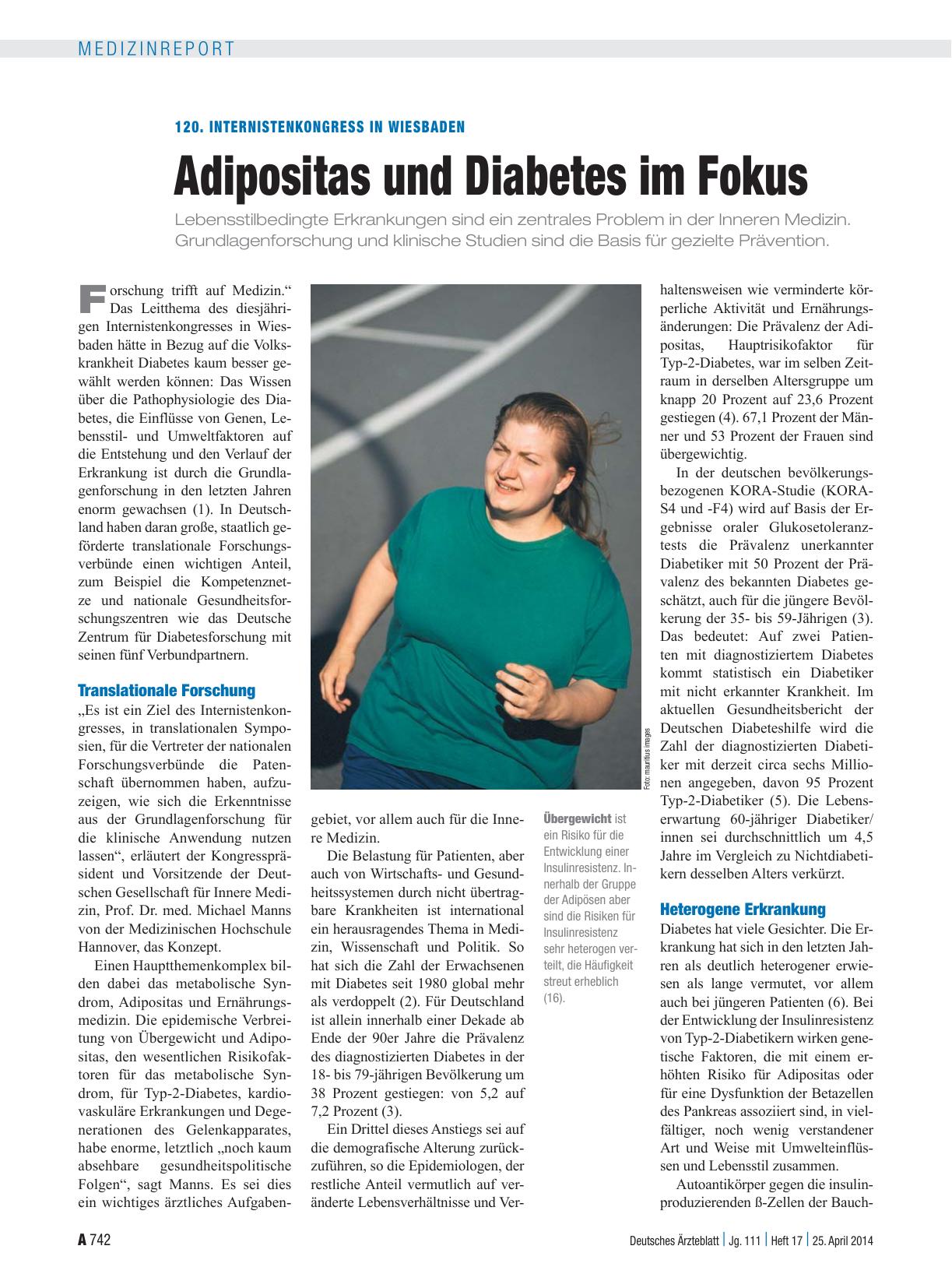Vorschauseite 1: 120. Internistenkongress in Wiesbaden: Adipositas und Diabetes im Fokus