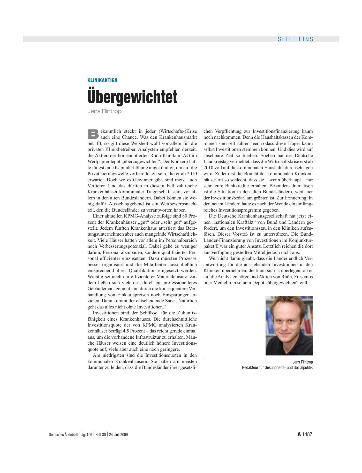 Vorschauseite 1: Klinikaktien: Übergewichtet