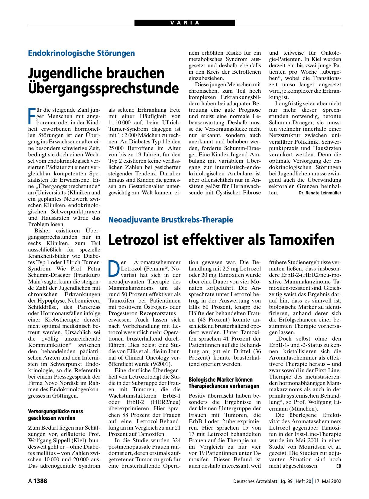 Vorschauseite 1: Endokrinologische Störungen: Jugendliche brauchen Übergangssprechstunde