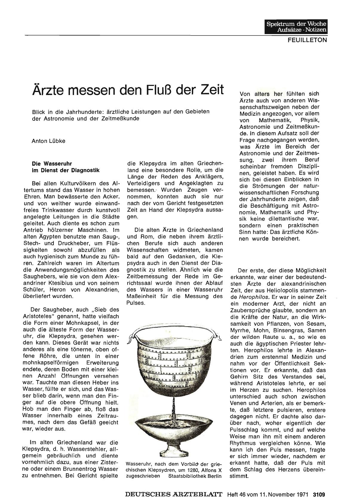 Vorschauseite 1: Ärzte messen den Fluß der Zeit