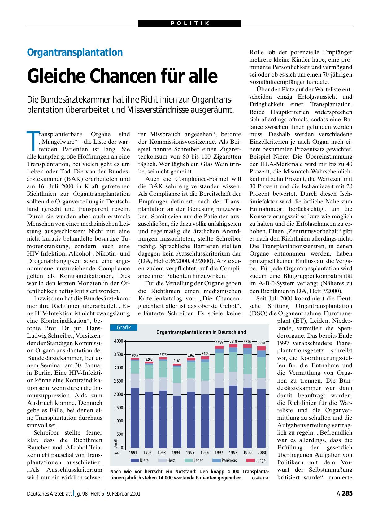 Vorschauseite 1: Organtransplantation: Gleiche Chancen für alle