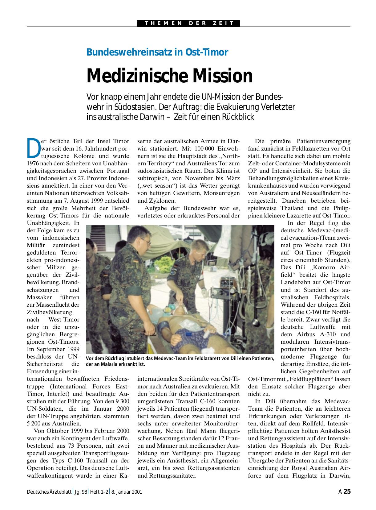 Vorschauseite 1: Bundeswehreinsatz in Ost-Timor: Medizinische Mission