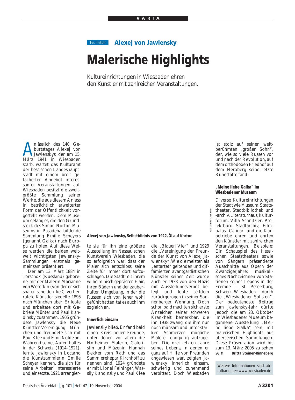 Vorschauseite 1: Alexej von Jawlensky: Malerische Highlights