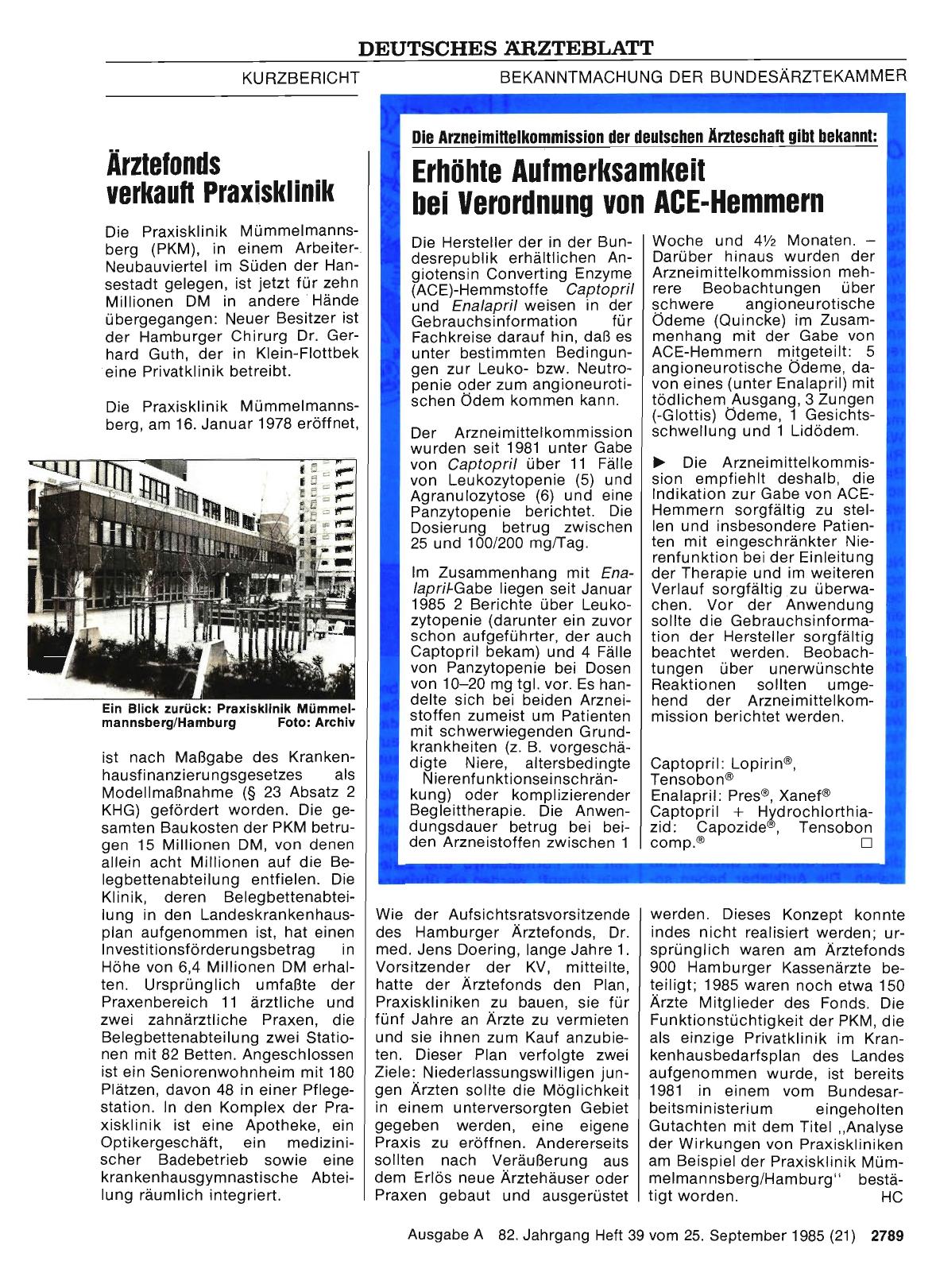 Vorschauseite 1: Ärztefonds verkauft Praxisklinik