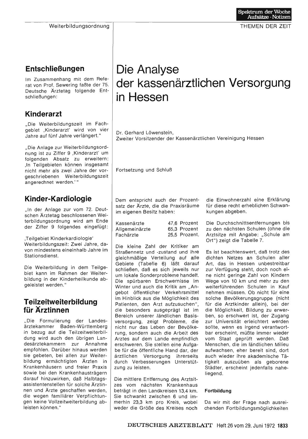 Vorschauseite 1: Die Analyse der kassenärztlichen Versorgung in Hessen
