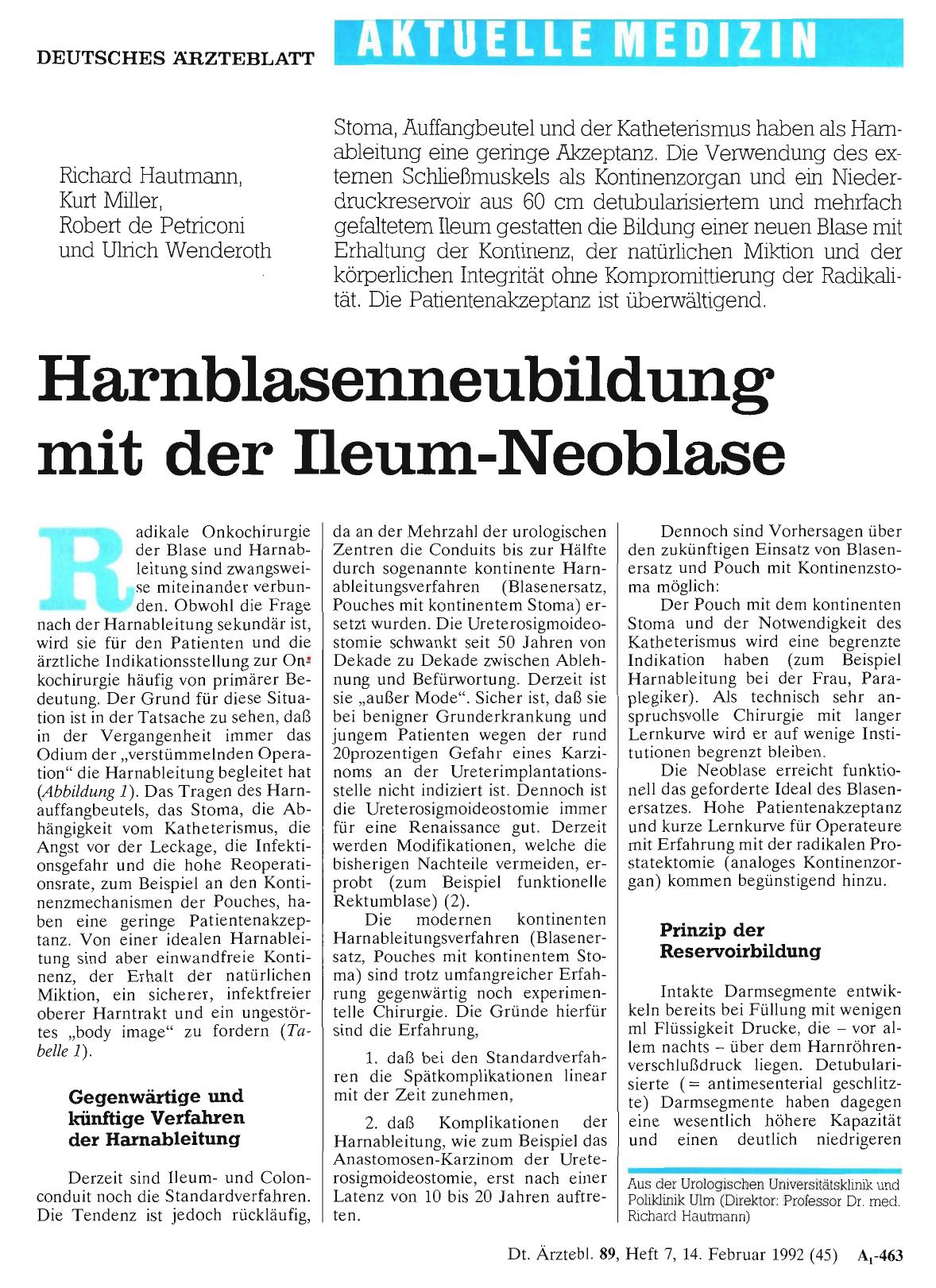 Vorschauseite 1: Harnblasenneubildung mit der Ileum-Neoblase