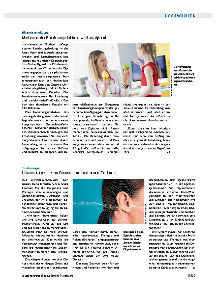 Vorschauseite 1: Hörstörungen: Universitätsklinikum Dresden eröffnet neues Zentrum
