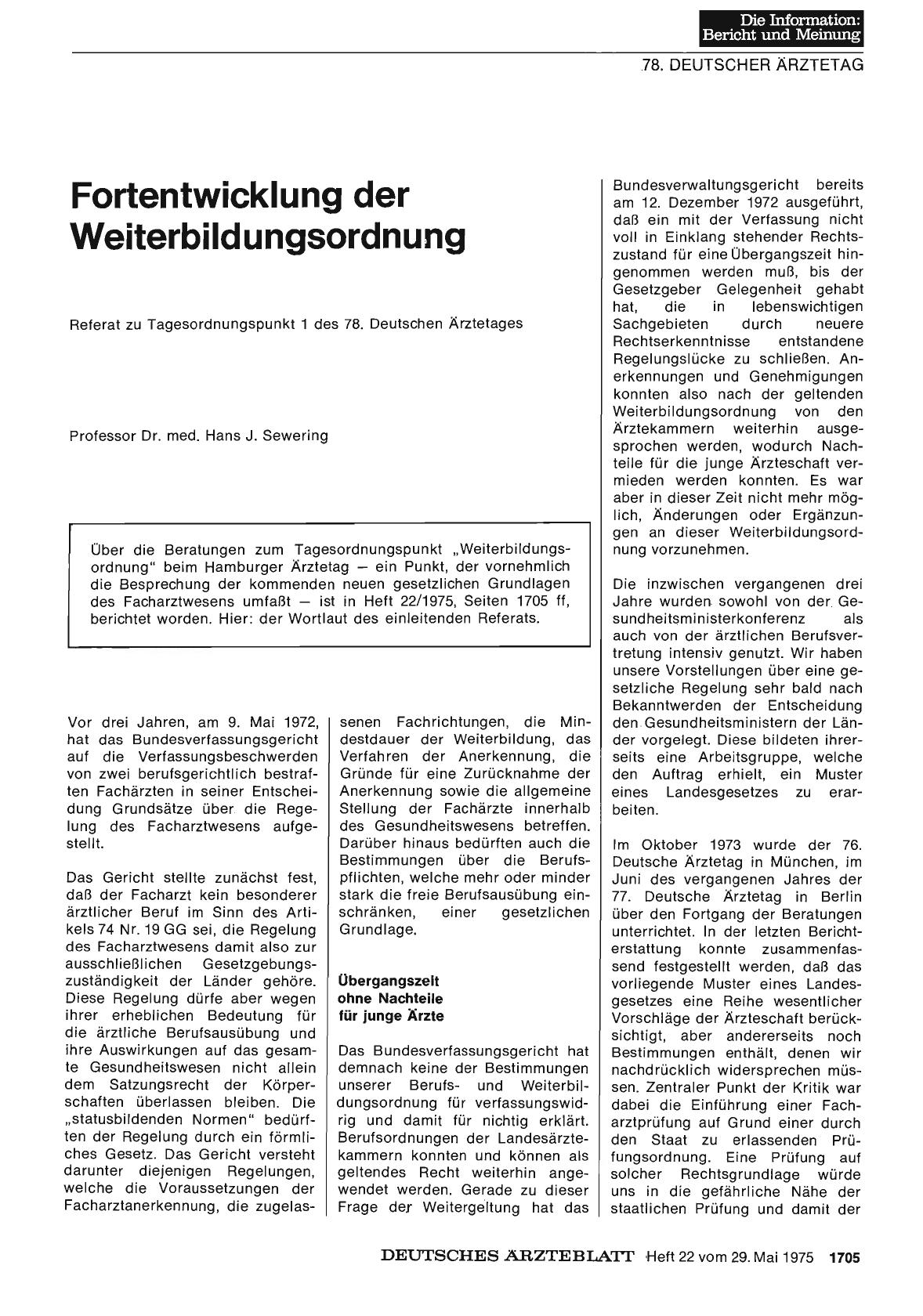 Vorschauseite 1: Fortentwicklung der Weiterbildungsordnung
