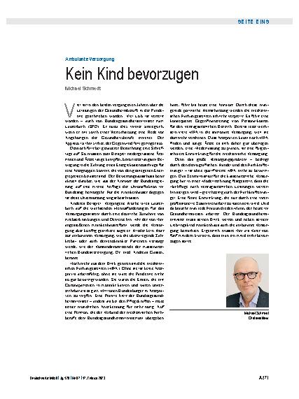 Vorschauseite 1: Ambulante Versorgung: Kein Kind bevorzugen