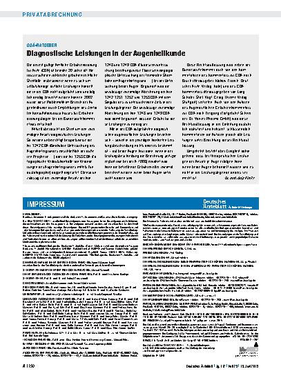 Vorschauseite 1: GOÄ-Ratgeber: Diagnostische Leistungen in der Augenheilkunde