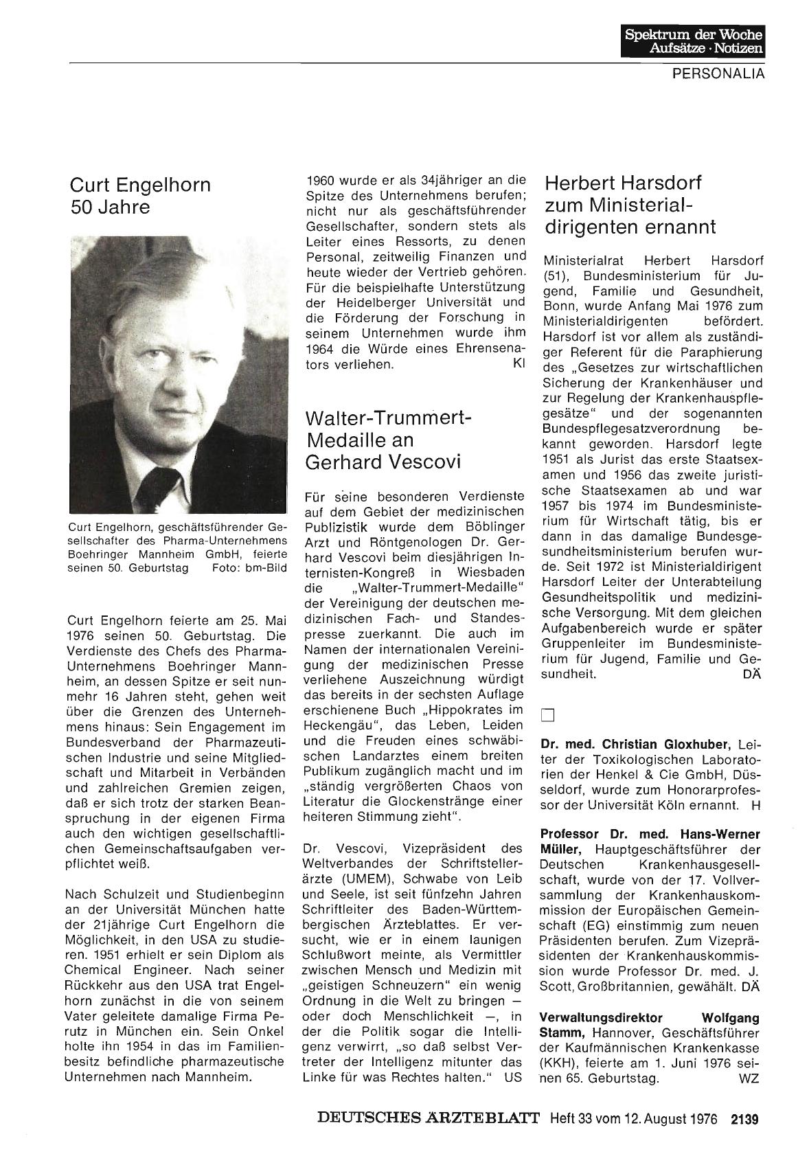 Vorschauseite 1: Herbert Harsdorf zum Ministerialdirigenten ernannt