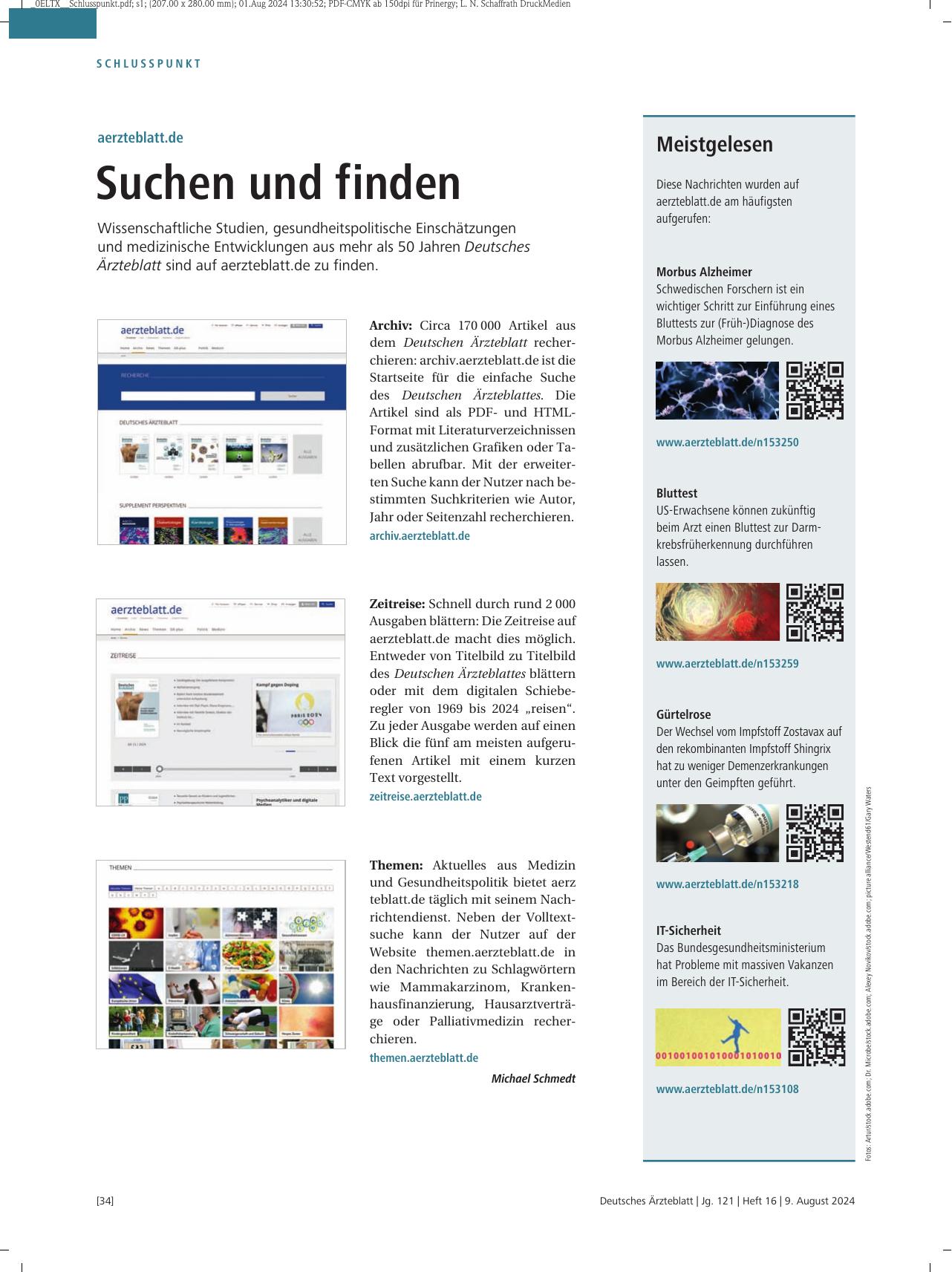 Vorschauseite 1: Ärzteblatt.de: Suchen und finden