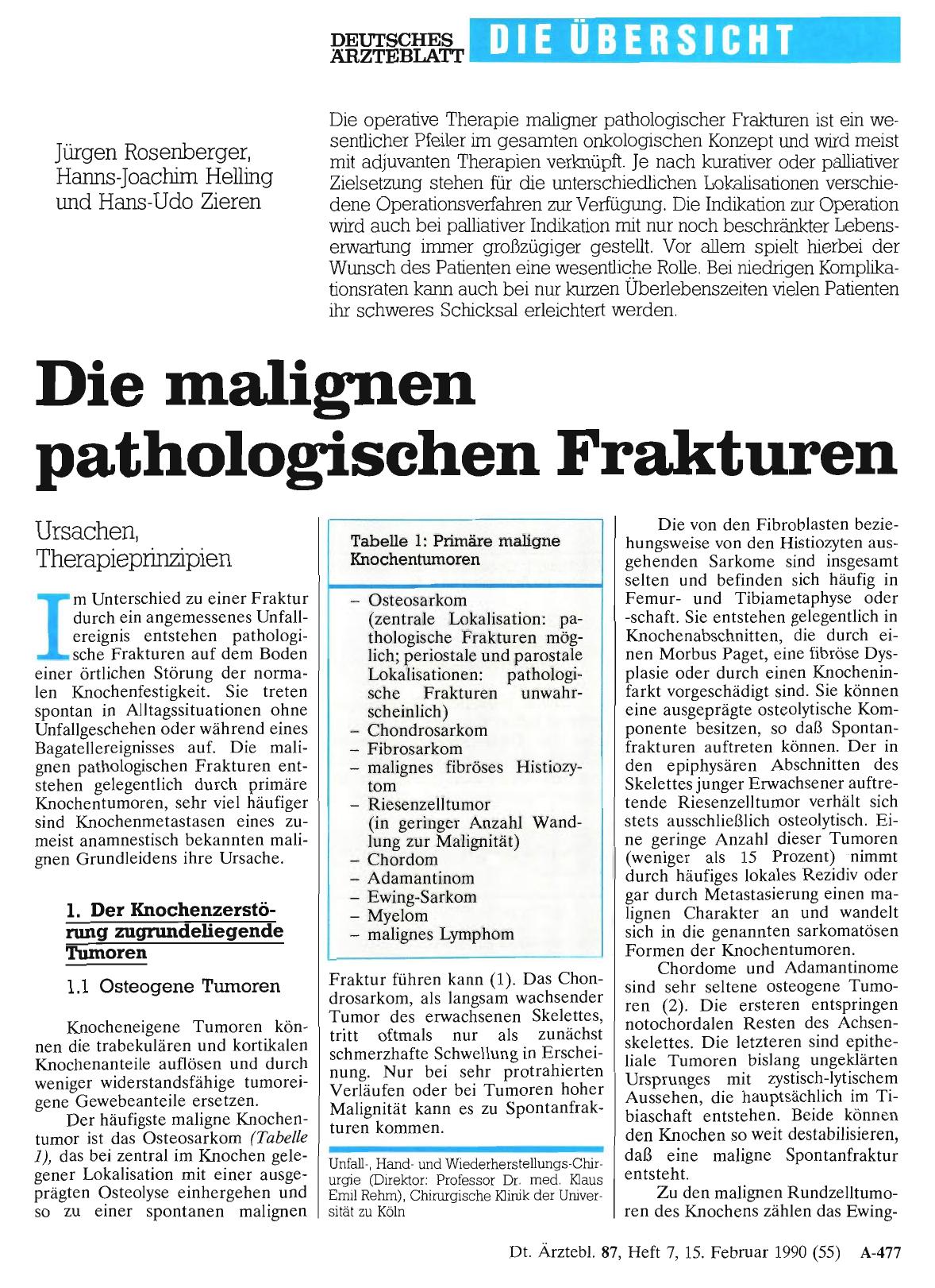 Vorschauseite 1: Die malignen pathologischen Frakturen